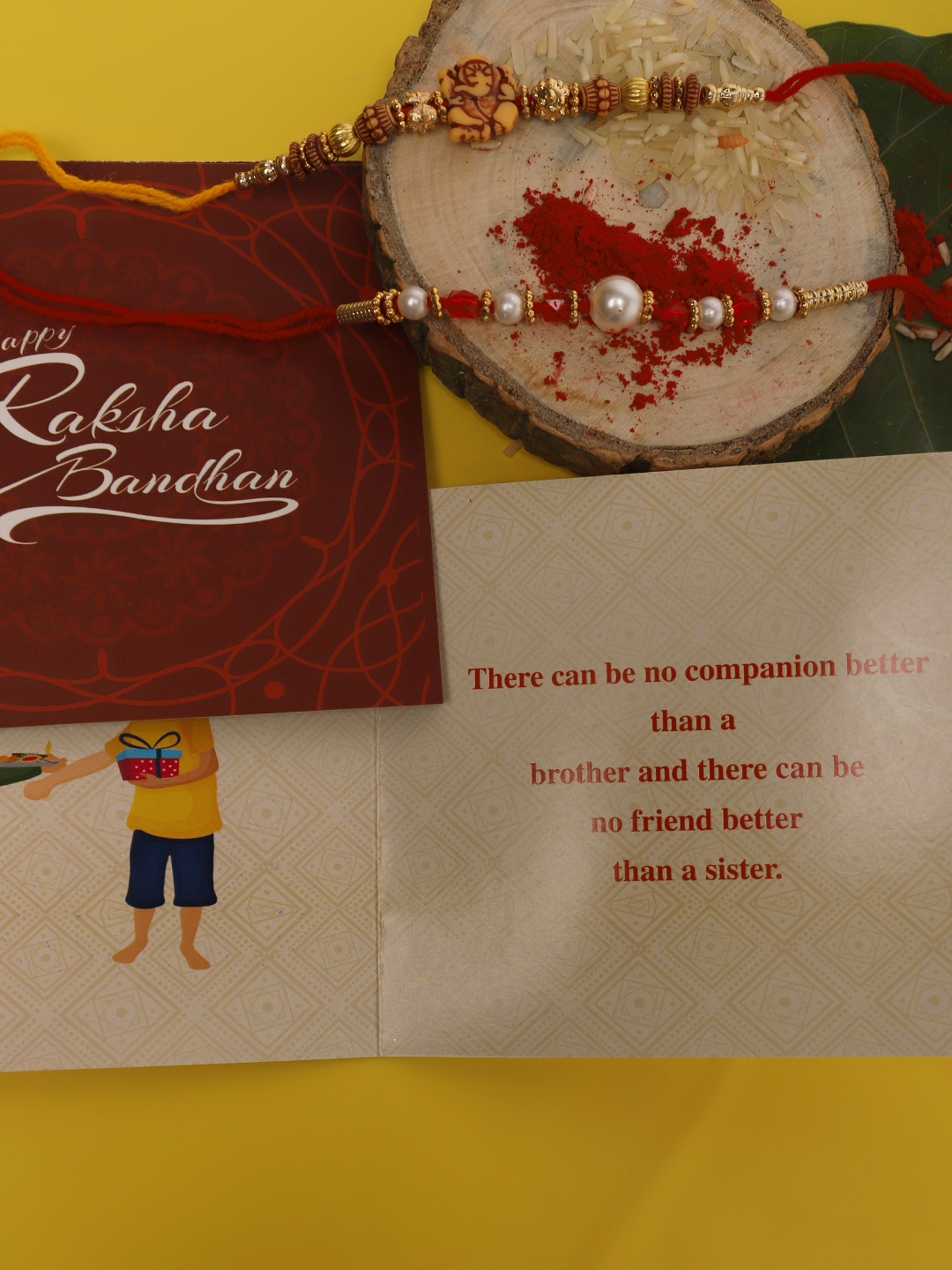 YouBella 2 Rakhi and 2 Greeting Card Combo for Brother, Rakhi Gift for Brother/bhaiyya/bhai (Style 1)